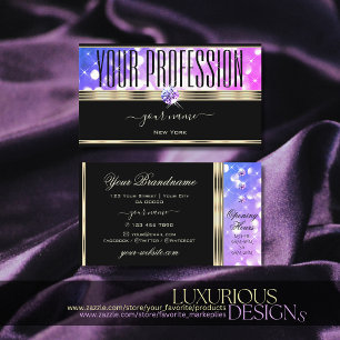 Luxurious Pink Purple Sparkle Glitter Black Gold Business Card
