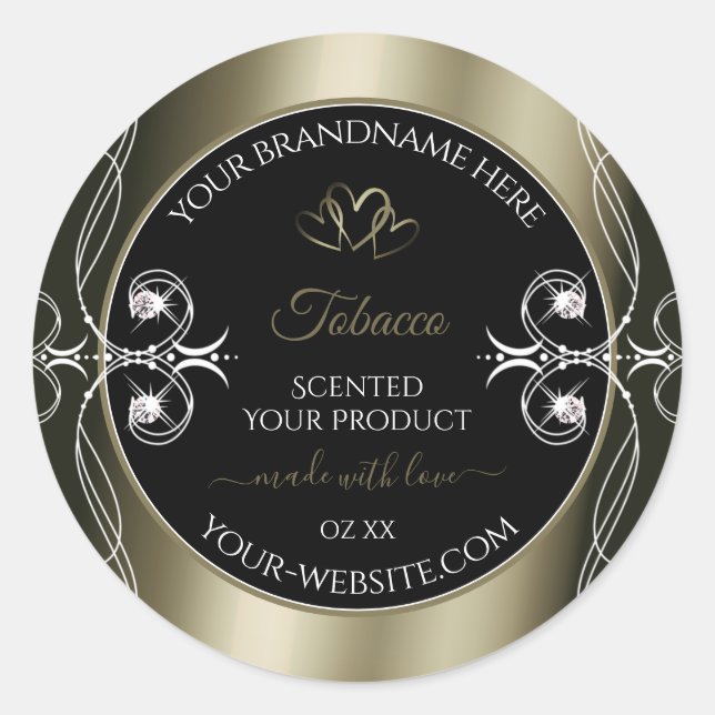 Luxurious Platinum Black Product Labels Ornamental (Front)