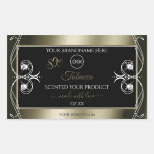 Luxurious Platinum Black Product Labels with Logo