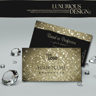 Luxurious Platinum Glitter Luminous Stars and Logo Business Card