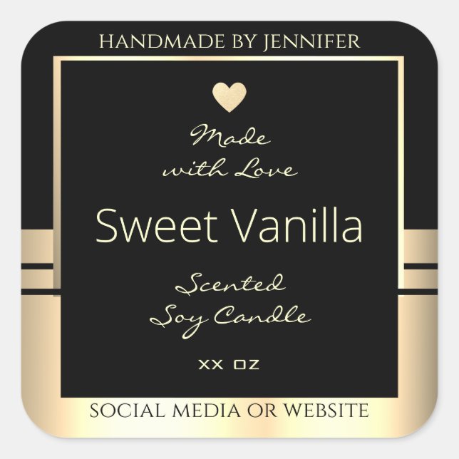 Luxurious Product Packaging Labels Black and Gold (Front)