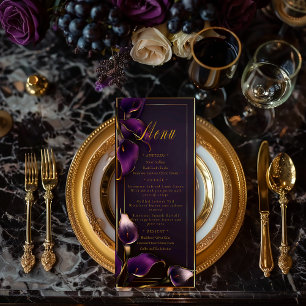 Luxurious Purple and Gold Calla Lily Wedding  Menu