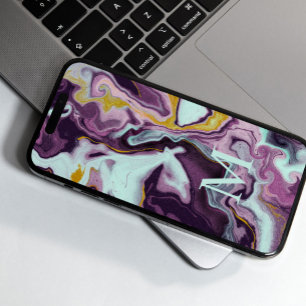 Luxurious  Purple and Gold Marble Monogram iPhone 12 Case