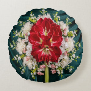 Luxurious Red Amaryllis Floral Throw Pillow Cover