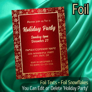 Luxurious Red and Gold Elegant Script Font Festive Foil Invitation Postcard