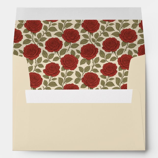 Luxurious Red Roses Wedding Envelope (Back (Bottom))