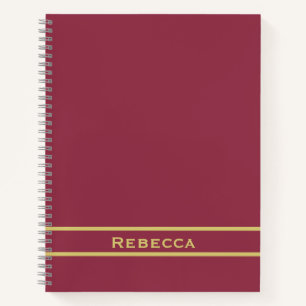Luxurious Red Solid Colour Plain Monogram  Notebook