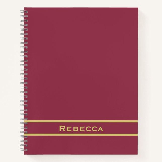 Luxurious Red Solid Colour Plain Monogram  Notebook (Front)