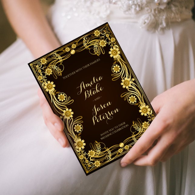 Luxurious Regal Gold Frame Wedding Invitation (Creator Uploaded)