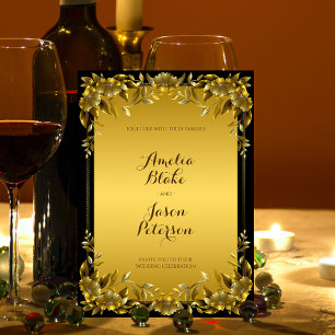 Luxurious Regal Gold Frame Wedding Invitation