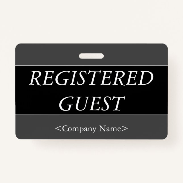 Luxurious "REGISTERED GUEST" Badge ID Badge (Front)