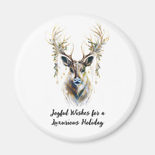 Luxurious Reindeer, Joyful Wishes for a Holiday Magnet