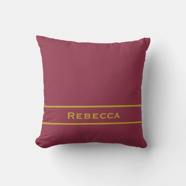 Luxurious Retro Red Solid Colour Plain Monogram Cushion (Front)