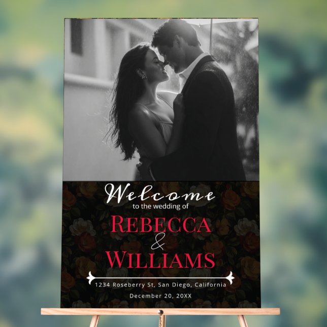 Luxurious Rose Flower Rustic Wedding Signs (Neutral)