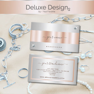 Luxurious Rose Gold and Silver Shimmer Diamonds Business Card