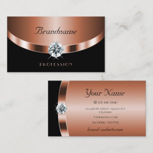Luxurious Rose Gold Black Shimmery Jewels Diamonds Business Card