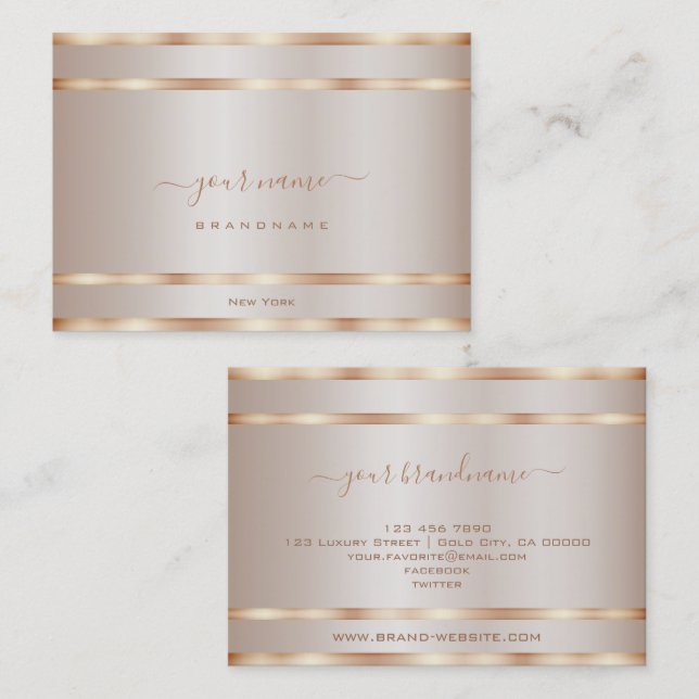 Luxurious Rose Gold Effect Colours Professional Business Card (Front/Back)