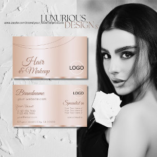 Luxurious Rose Gold Glamourous with Logo Stylish Business Card