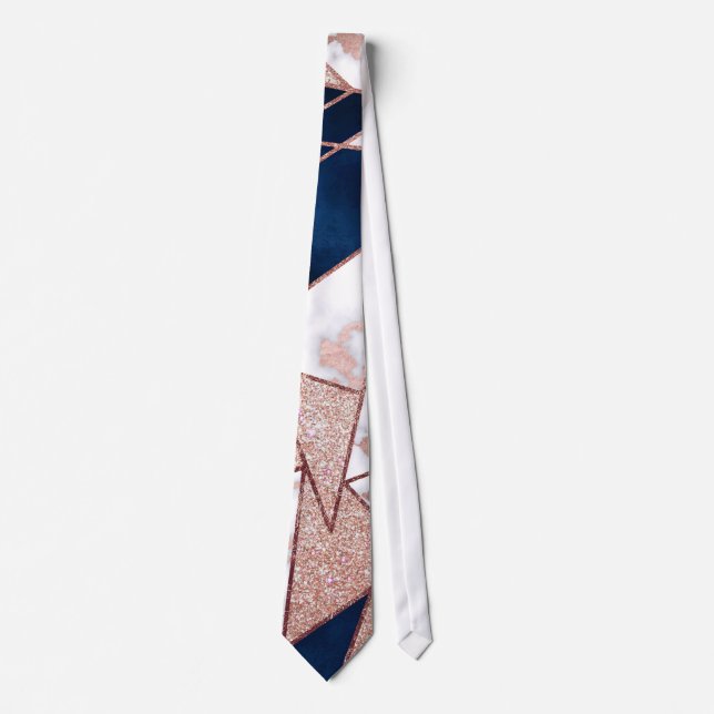 Luxurious Rose Gold Glitter Geometric Marble Tie (Front)