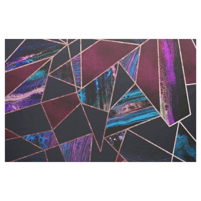 Luxurious Rose Gold Liquid Paint Marble Geometric Fabric (Yard)