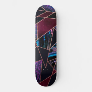Luxurious Rose Gold Liquid Paint Marble Geometric Skateboard