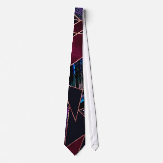 Luxurious Rose Gold Liquid Paint Marble Geometric Tie (Front)