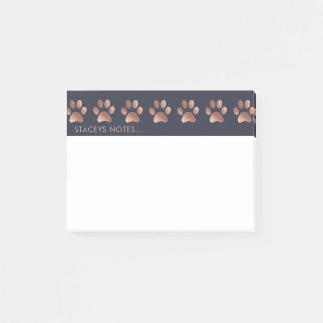 Luxurious Rose Gold Paw Print Animal Lover Post-it Notes (Front)