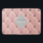luxurious rose gold tufted monogram bath mat<br><div class="desc">Our "luxurious tufted" collection features beautiful rose gold and gold tufted backgrounds with rhinestones. In the middle is a diamond shape placeholder for monogram and business info in different colours. Check our store for more complementary items from this collection.</div>
