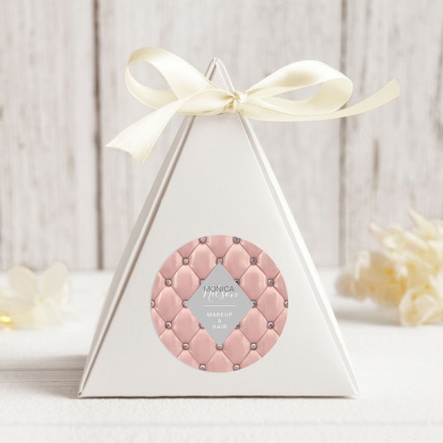 Luxurious Rose Gold Tufted Monogram Classic Round Sticker (Creator Uploaded)