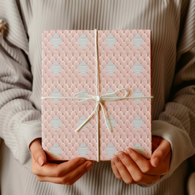 Luxurious Rose Gold Tufted Monogram Wrapping Paper (Creator Uploaded)
