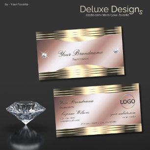 Luxurious Rose Gold with Shiny Diamonds and Logo Business Card