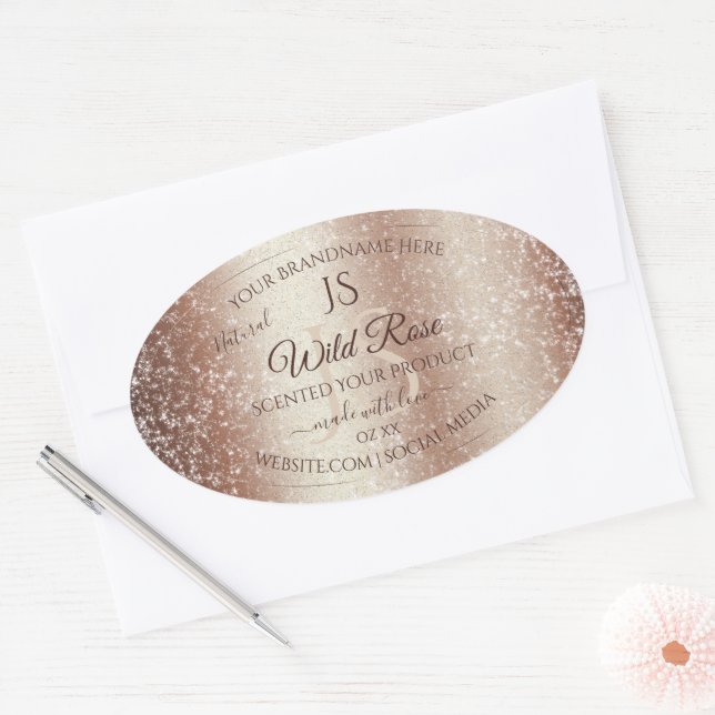 Luxurious Rosegold Glitter Monogram Product Labels (Envelope)