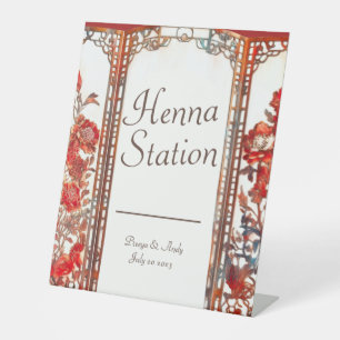 Luxurious Ruby Indian Henna Station Pedestal Sign