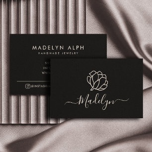 Luxurious Script Logo Black Jewellery Business Card