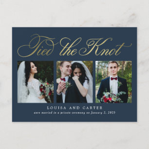 Luxurious Script Wedding Announcement Postcard