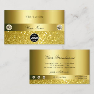 Luxurious Shimmery Glitter with Logo Luminous Gold Business Card