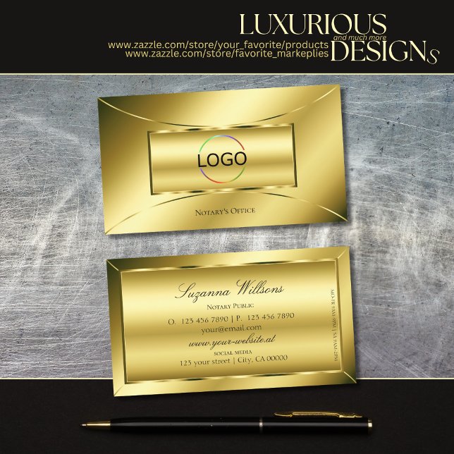 Luxurious Shimmery Gold with Logo Professional Business Card (Creator Uploaded)