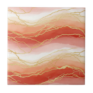 Luxurious Sienna and Taupe Marble with Gold Veins Tile