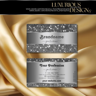 Luxurious Silver Glitter Luminous Sparkle Stars Business Card