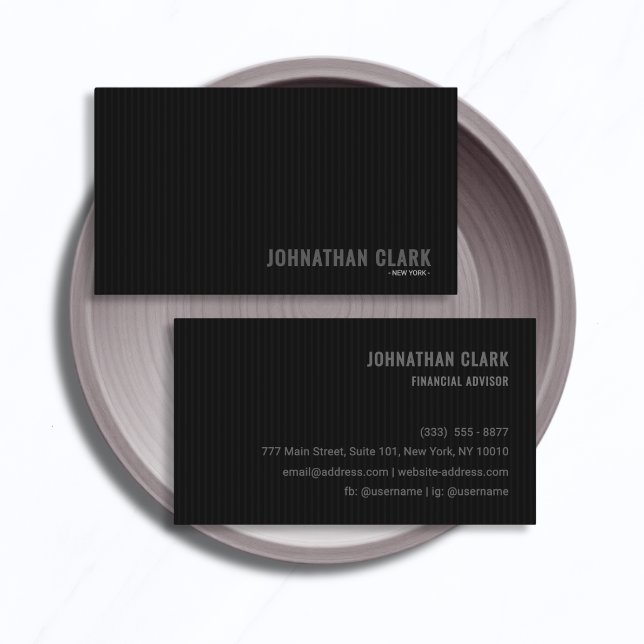 Luxurious Striped All-Black  Business Card (Creator Uploaded)