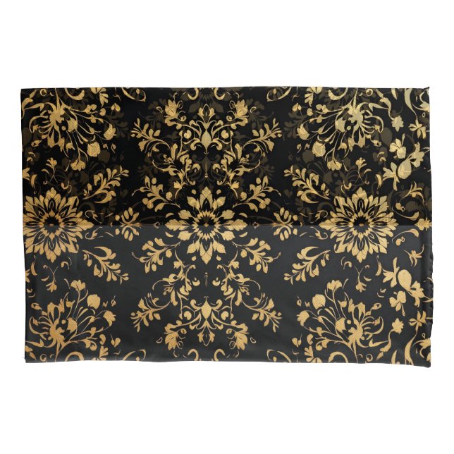 Luxurious style Pillow case black yellow pattern  (Front-Left)