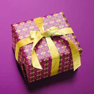 Luxurious Tahitian Tropical Fuchsia & Gold Boho  Wrapping Paper