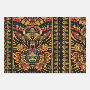 Luxurious Teal "Aztec Dream" Glossy Wrapping Sheet