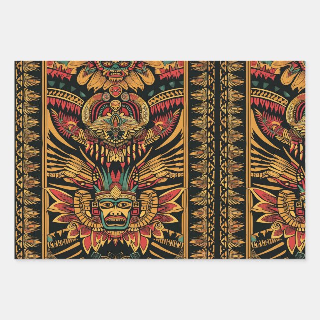 Luxurious Teal "Aztec Dream" Glossy Wrapping Sheet (Front)