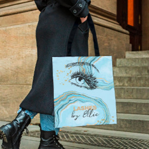 Luxurious Teal Gold Marble Lash Extension Makeup Tote Bag