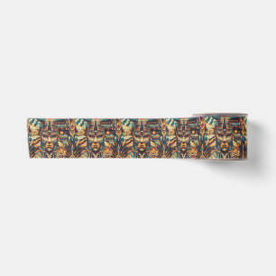 Luxurious Teal "Mesoamerican Motif" Satin Ribbon 2