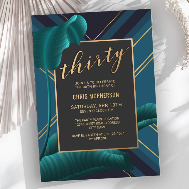Luxurious Tropical Foliage 30th Birthday Party Invitation (Creator Uploaded)