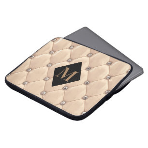 luxurious tufted gold monogram laptop sleeve