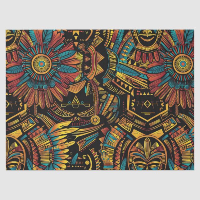 Luxurious Turquoise "Aztec Dream" Elegant Tissue P Paper (Front)