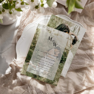 Luxurious Typography Budget Faux Velum Wedding Invitation